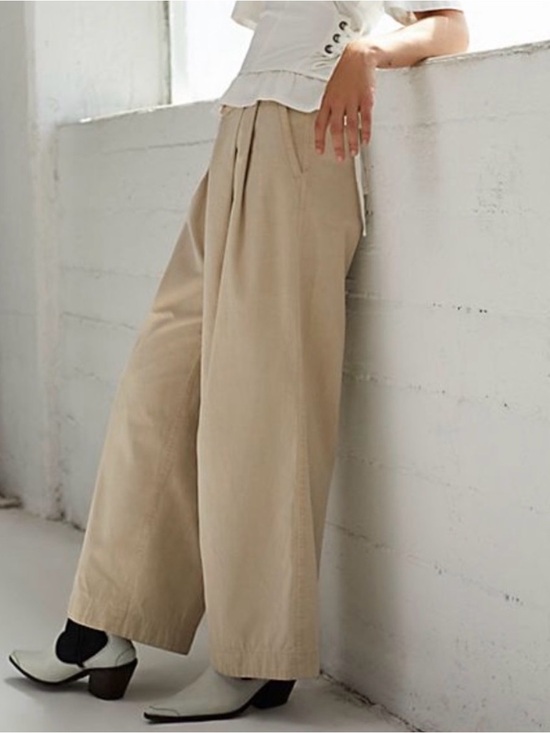 Free People Pants - Free People Liberty High Waist Wide Leg Trousers Pants 6 Pleated Bone Sand